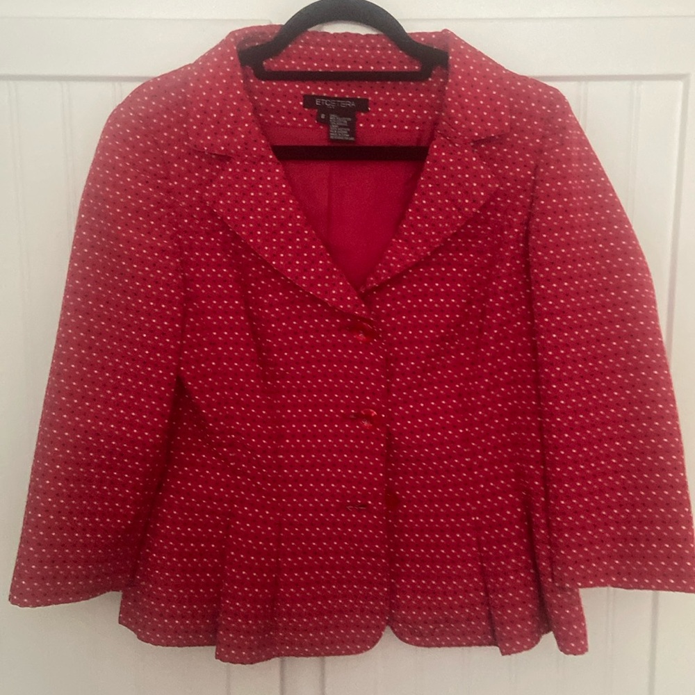 Red polka dot suit